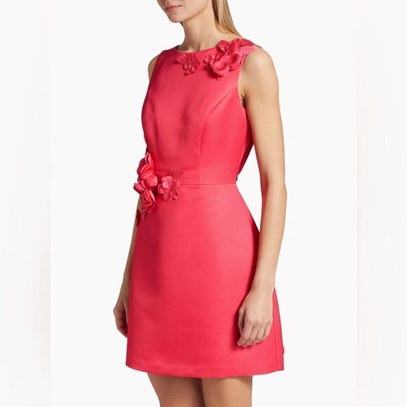 Marchesa Notte Floral Applique Satin Minidress size 10 - Picture 4 of 12